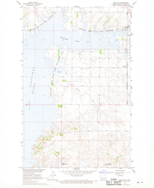 Classic USGS Raub NW North Dakota 7.5'x7.5' Topo Map Image
