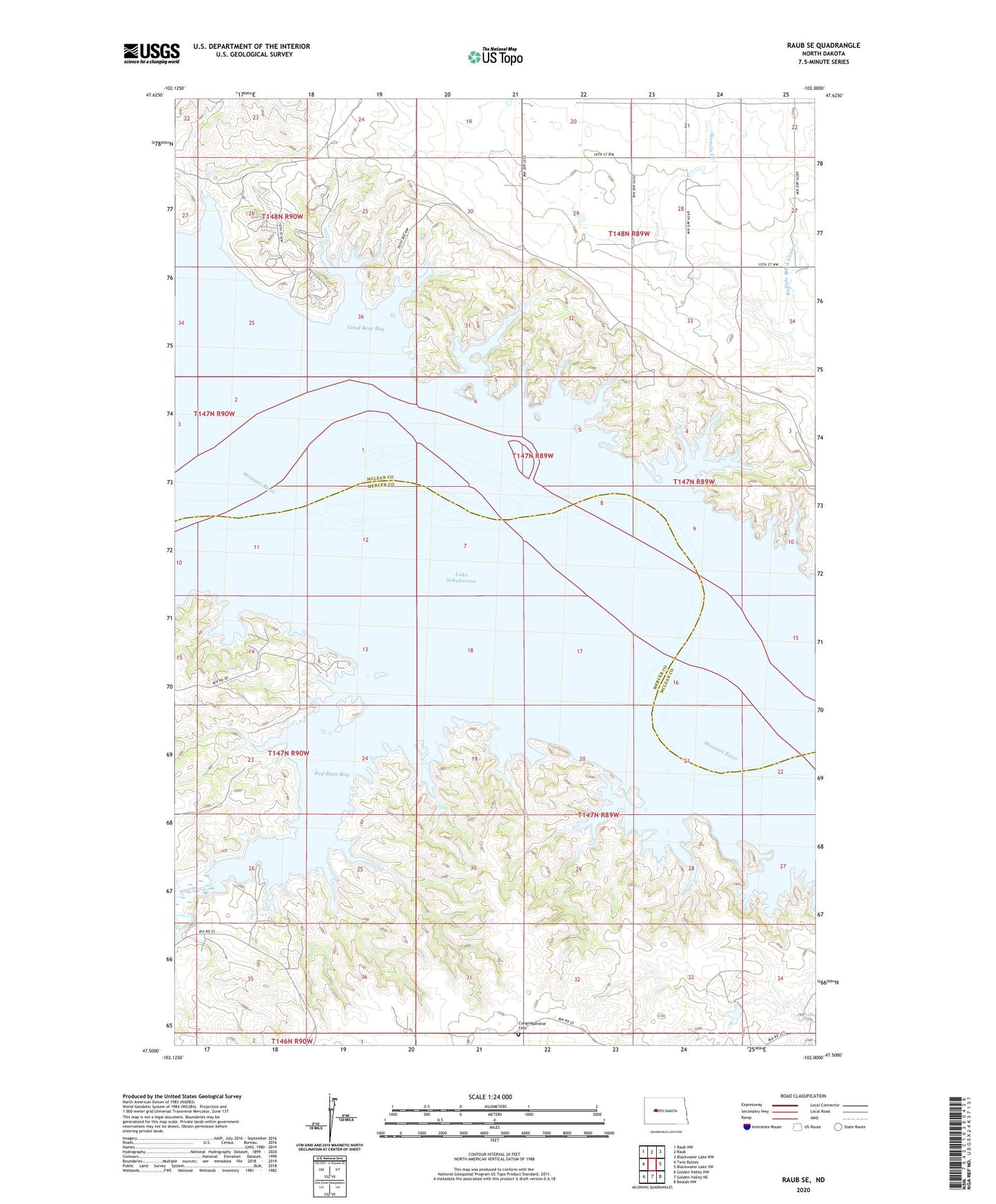 Raub SE North Dakota US Topo Map Image