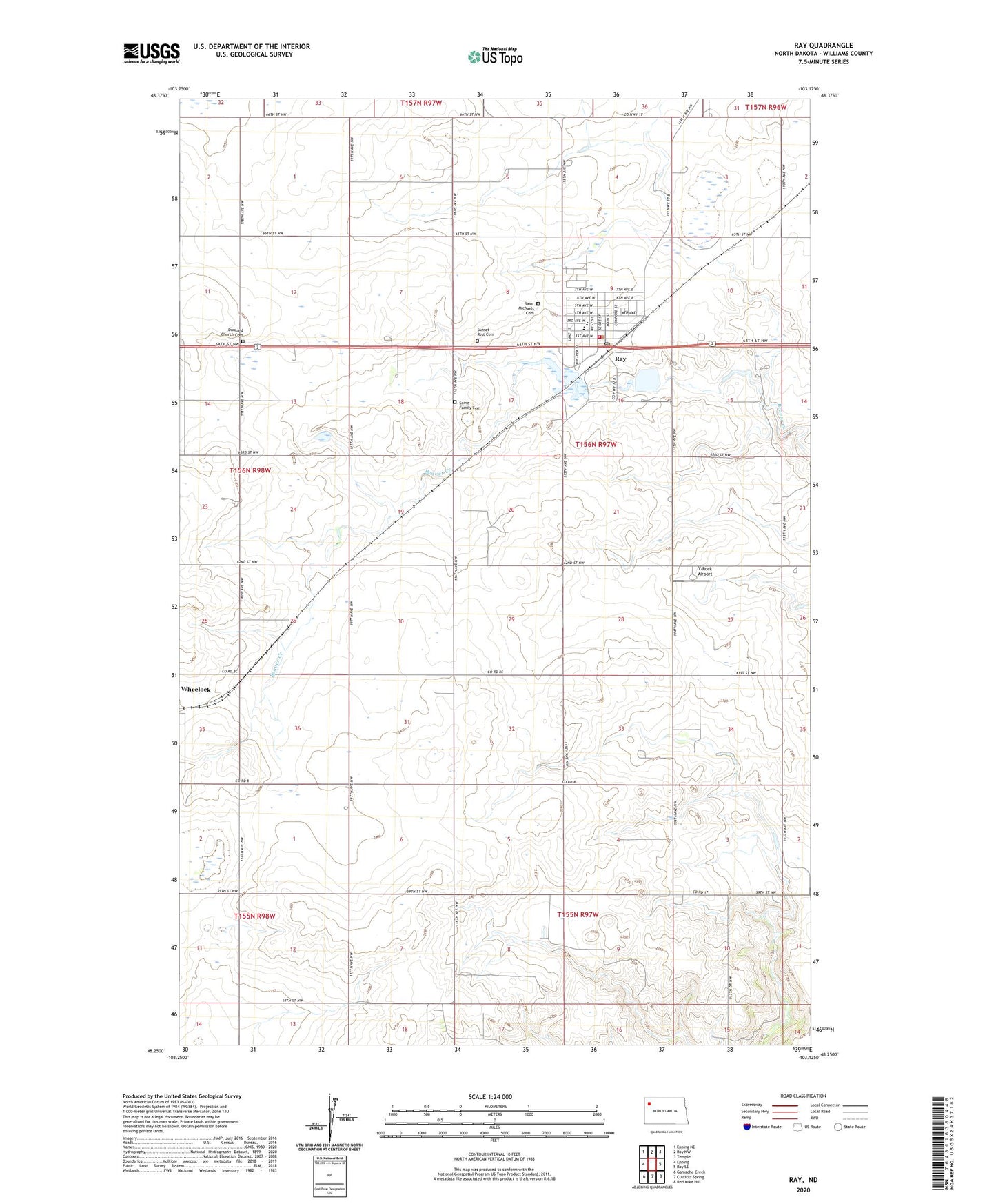 Ray North Dakota US Topo Map Image