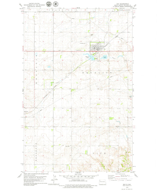 Classic USGS Ray North Dakota 7.5'x7.5' Topo Map Image