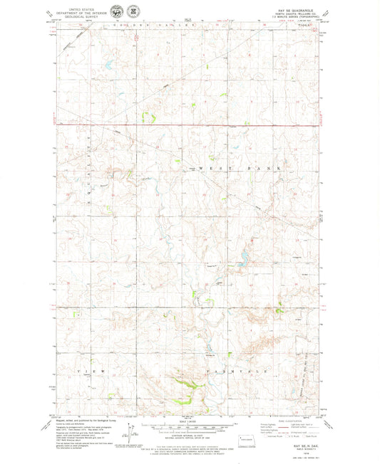 Classic USGS Ray SE North Dakota 7.5'x7.5' Topo Map Image