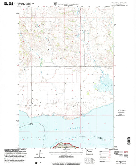 Classic USGS Red Mike Hill North Dakota 7.5'x7.5' Topo Map Image