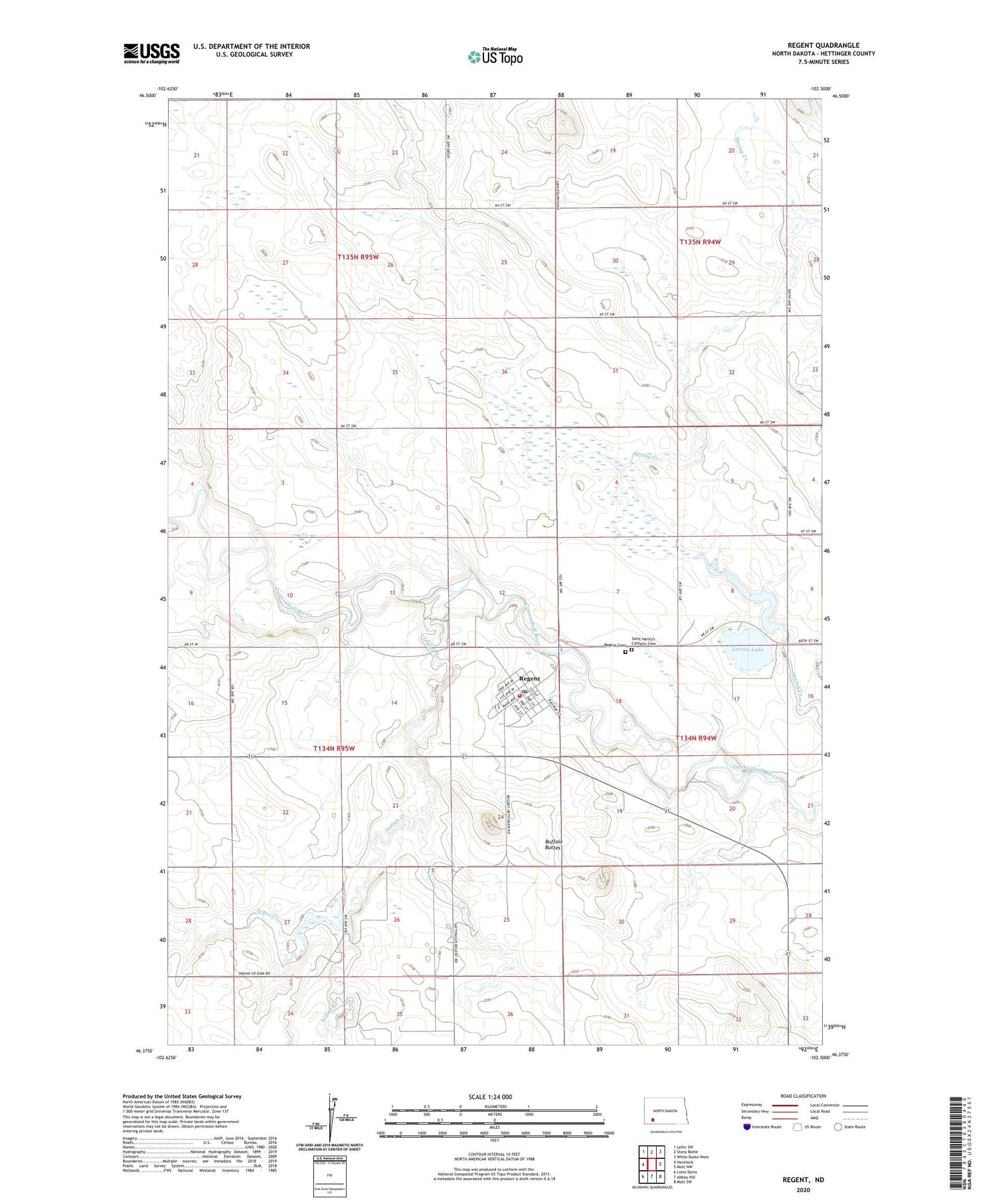 Regent North Dakota US Topo Map Image