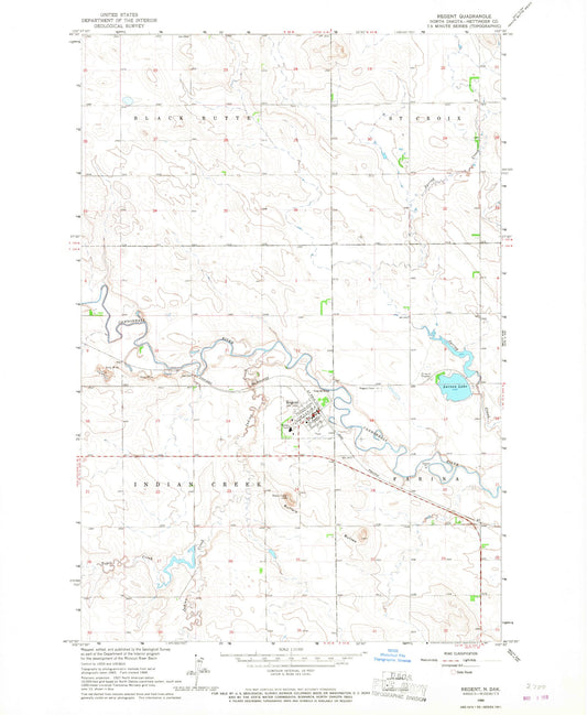 Classic USGS Regent North Dakota 7.5'x7.5' Topo Map Image