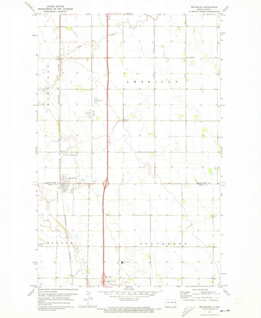 Classic USGS Reynolds North Dakota 7.5'x7.5' Topo Map Image