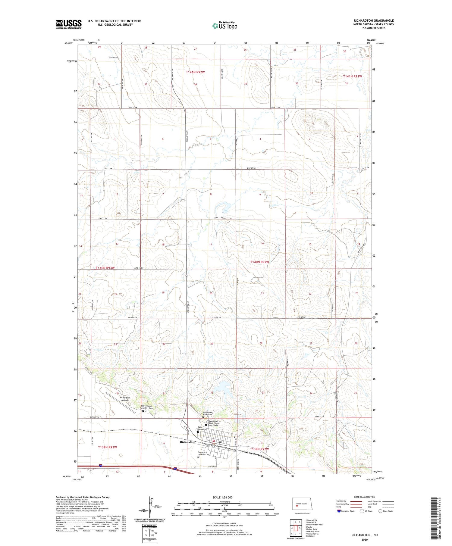 Richardton North Dakota US Topo Map Image