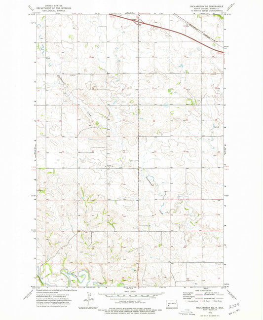 Classic USGS Richardton SE North Dakota 7.5'x7.5' Topo Map Image