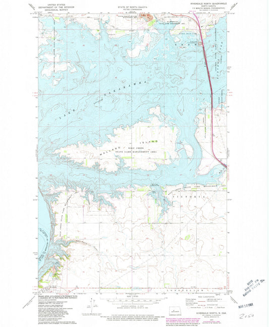 Classic USGS Riverdale North North Dakota 7.5'x7.5' Topo Map Image