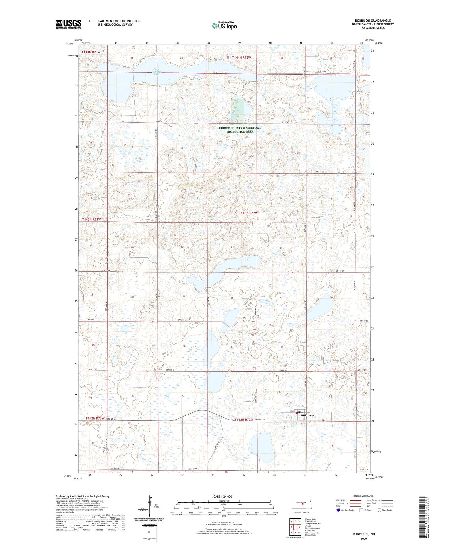Robinson North Dakota US Topo Map Image
