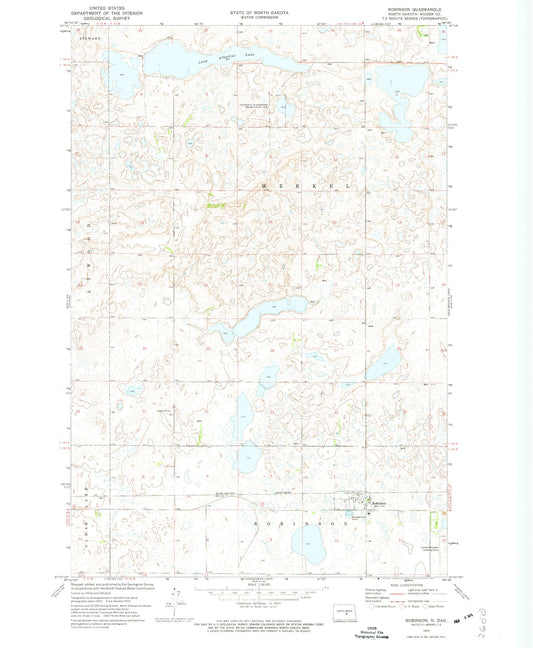 Classic USGS Robinson North Dakota 7.5'x7.5' Topo Map Image