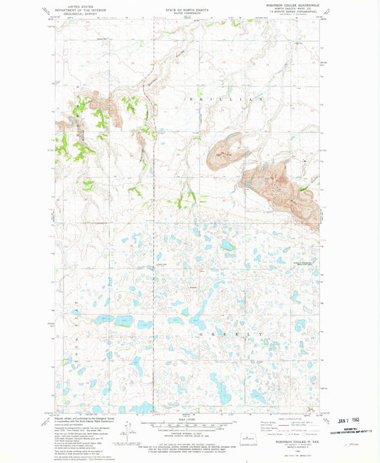 Classic USGS Robinson Coulee North Dakota 7.5'x7.5' Topo Map Image