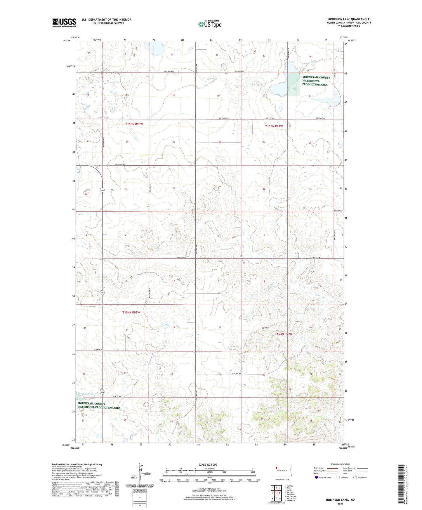 Robinson Lake North Dakota US Topo Map Image