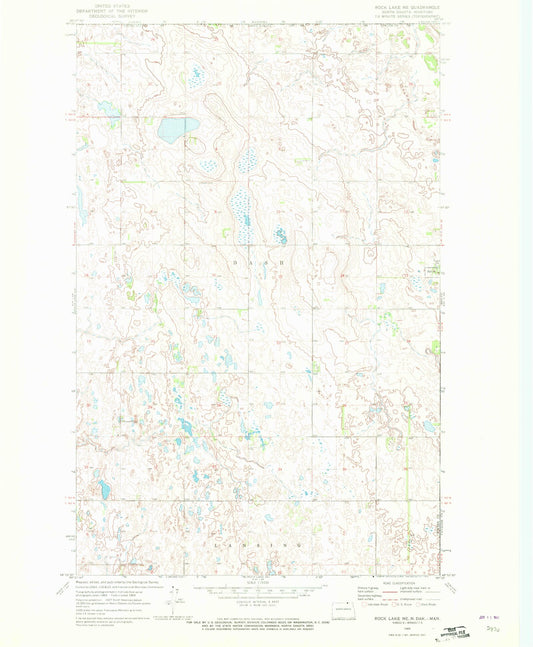 Classic USGS Rock Lake NE North Dakota 7.5'x7.5' Topo Map Image