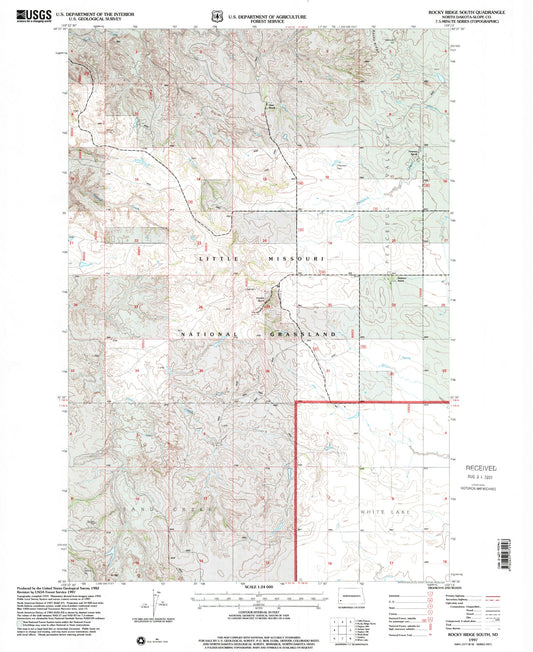 Classic USGS Rocky Ridge South North Dakota 7.5'x7.5' Topo Map Image