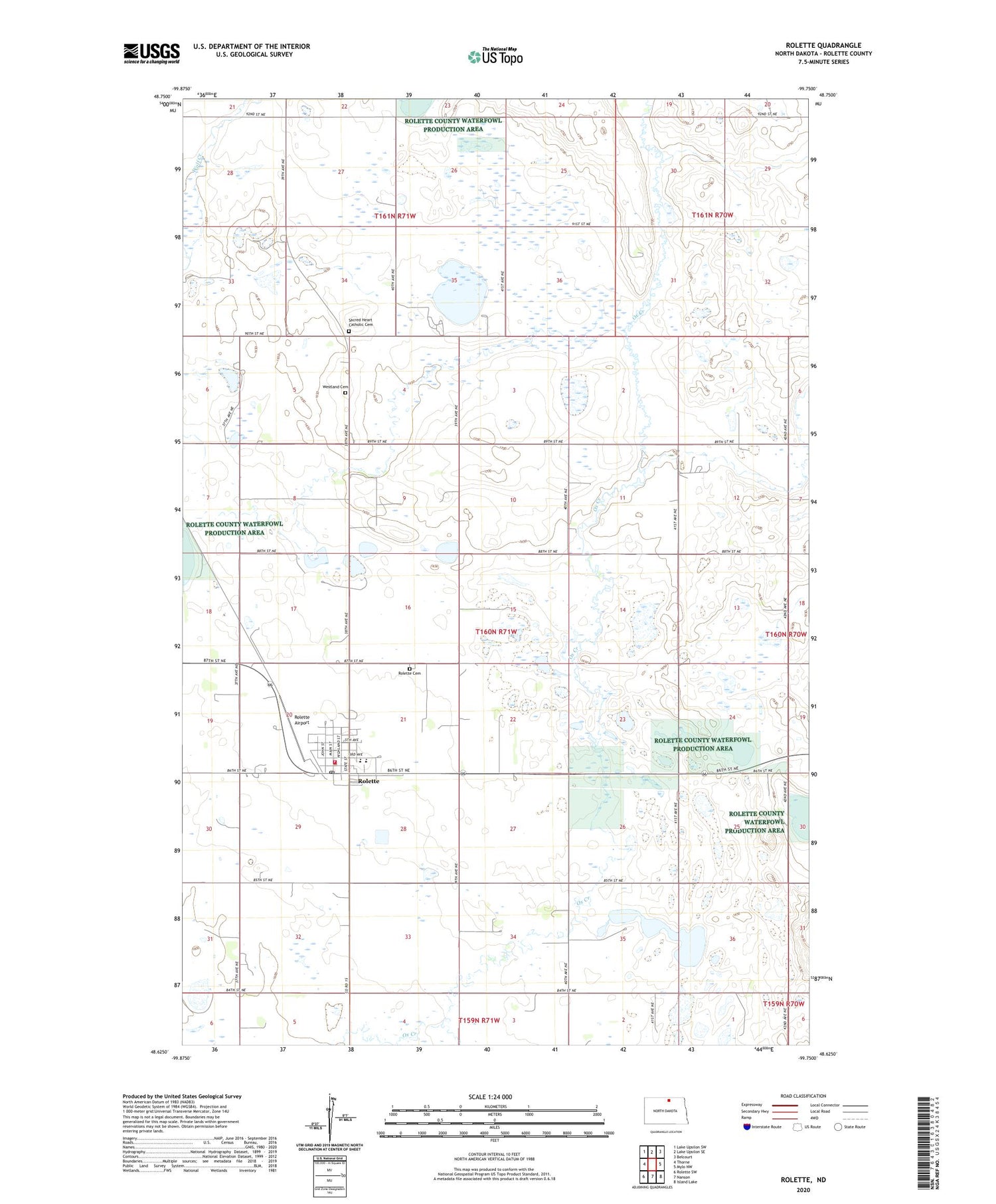 Rolette North Dakota US Topo Map Image