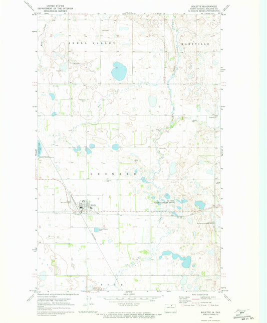 Classic USGS Rolette North Dakota 7.5'x7.5' Topo Map Image