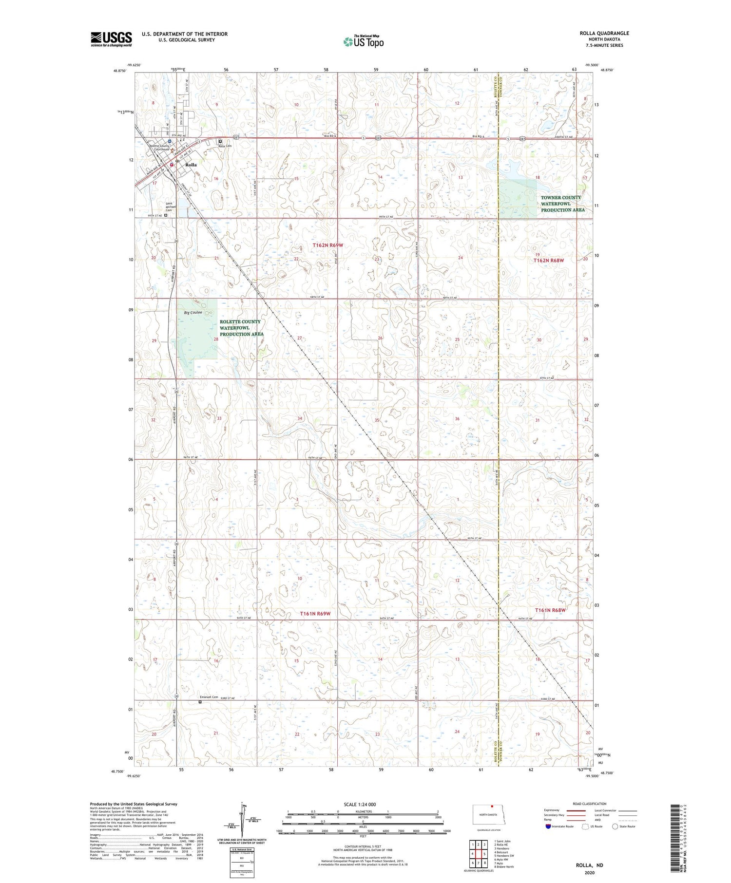 Rolla North Dakota US Topo Map Image
