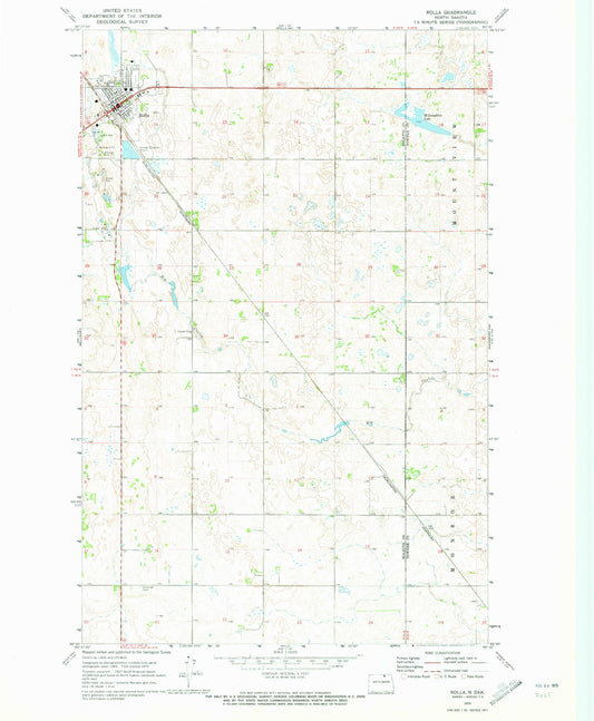 Classic USGS Rolla North Dakota 7.5'x7.5' Topo Map Image