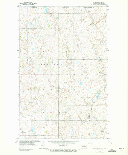 Classic USGS Rolla NE North Dakota 7.5'x7.5' Topo Map Image