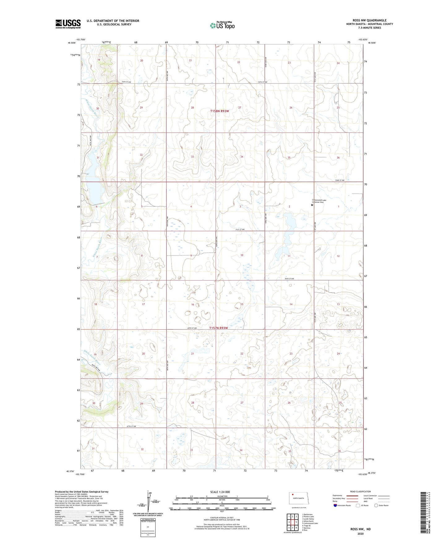 Ross NW North Dakota US Topo Map Image