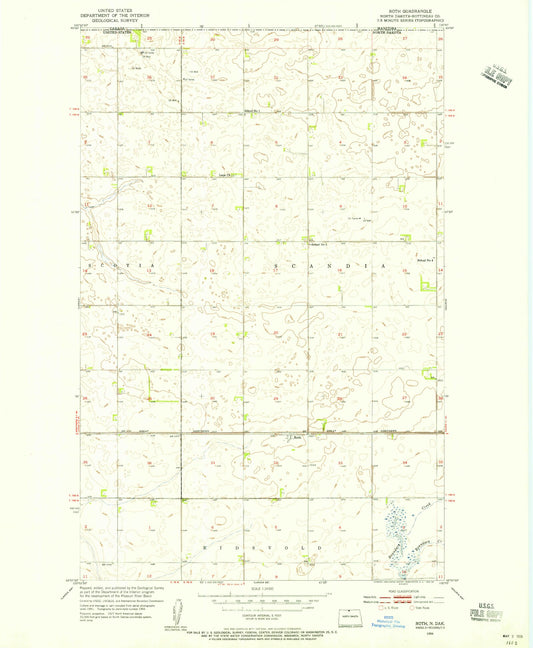 Classic USGS Roth North Dakota 7.5'x7.5' Topo Map Image