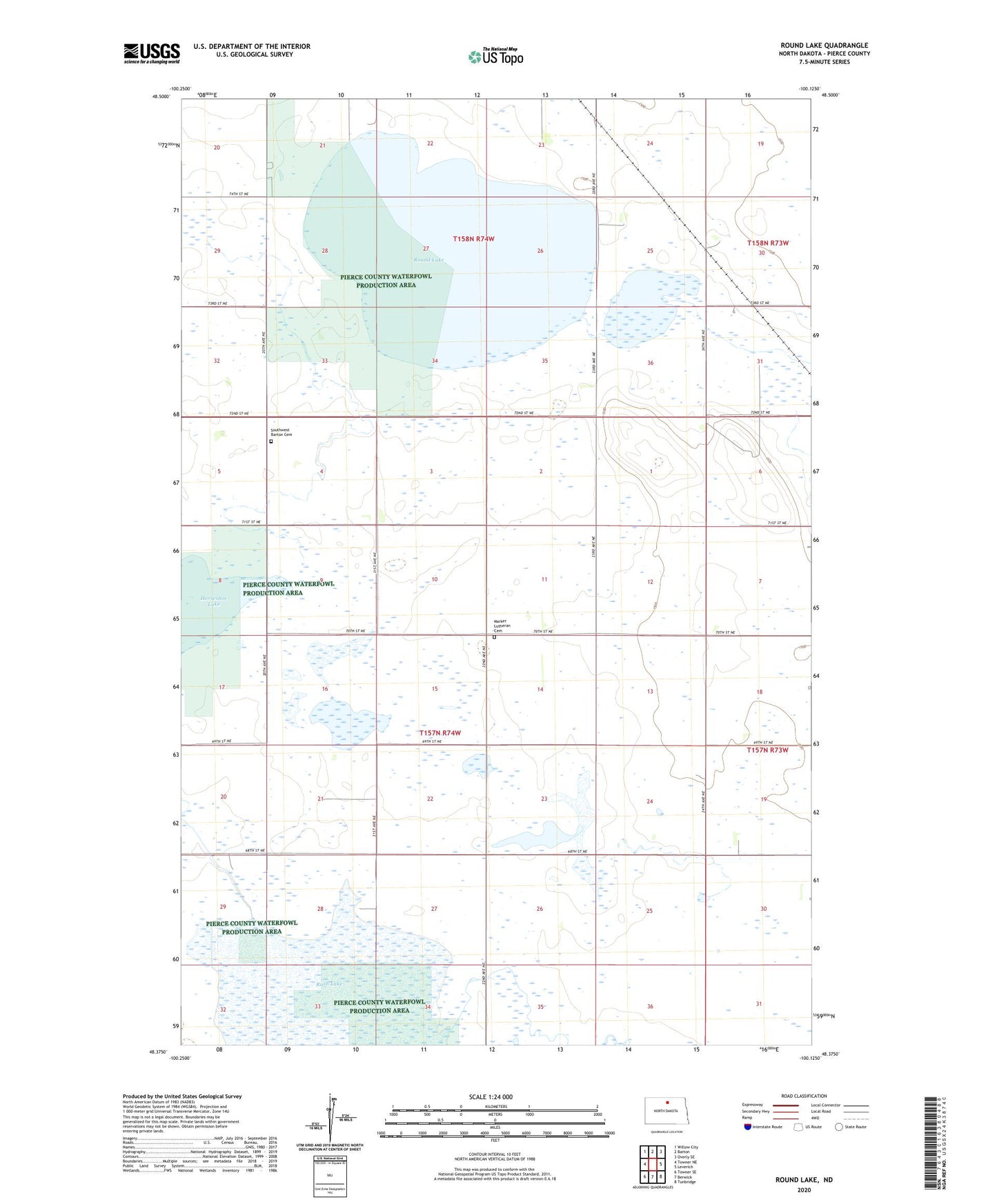 Round Lake North Dakota US Topo Map Image