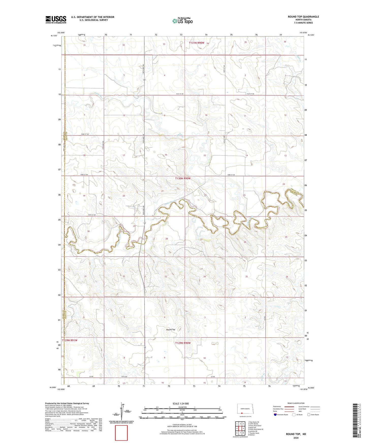 Round Top North Dakota US Topo Map Image