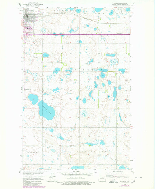 Classic USGS Rugby North Dakota 7.5'x7.5' Topo Map Image