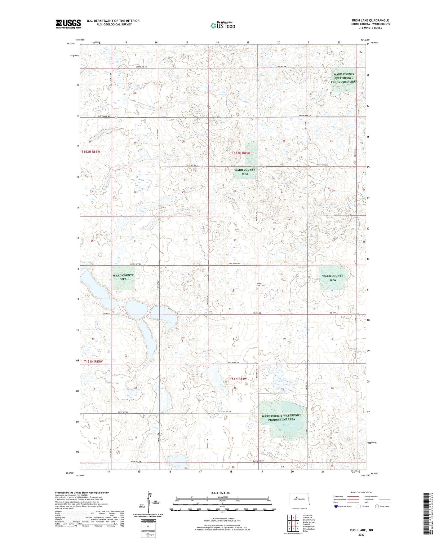 Rush Lake North Dakota US Topo Map Image