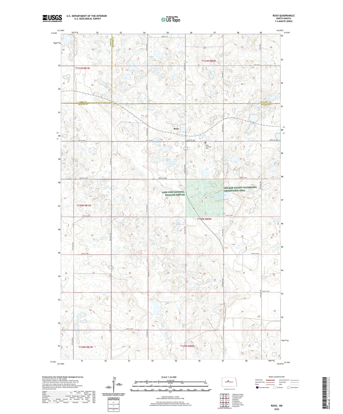 Ruso North Dakota US Topo Map Image