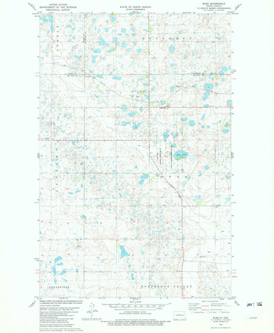 Classic USGS Ruso North Dakota 7.5'x7.5' Topo Map Image