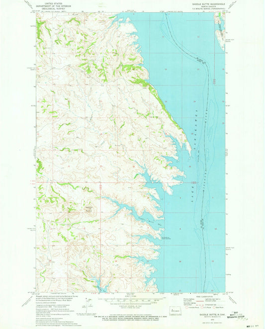 Classic USGS Saddle Butte North Dakota 7.5'x7.5' Topo Map Image
