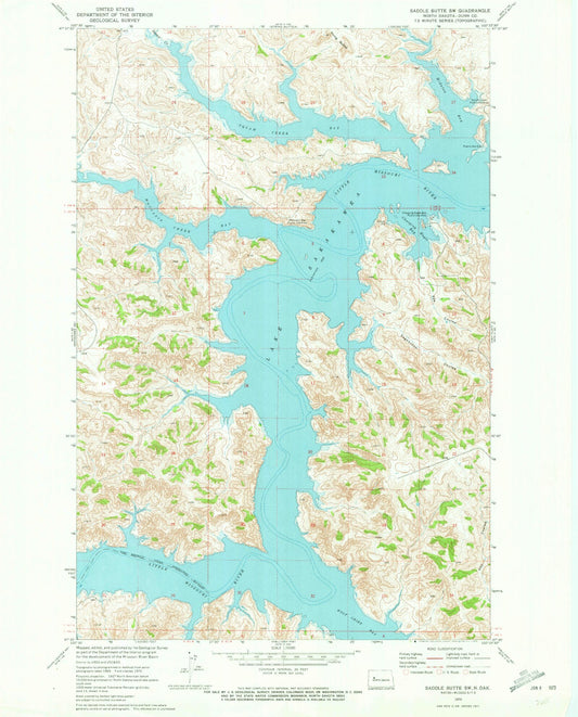 Classic USGS Saddle Butte SW North Dakota 7.5'x7.5' Topo Map Image