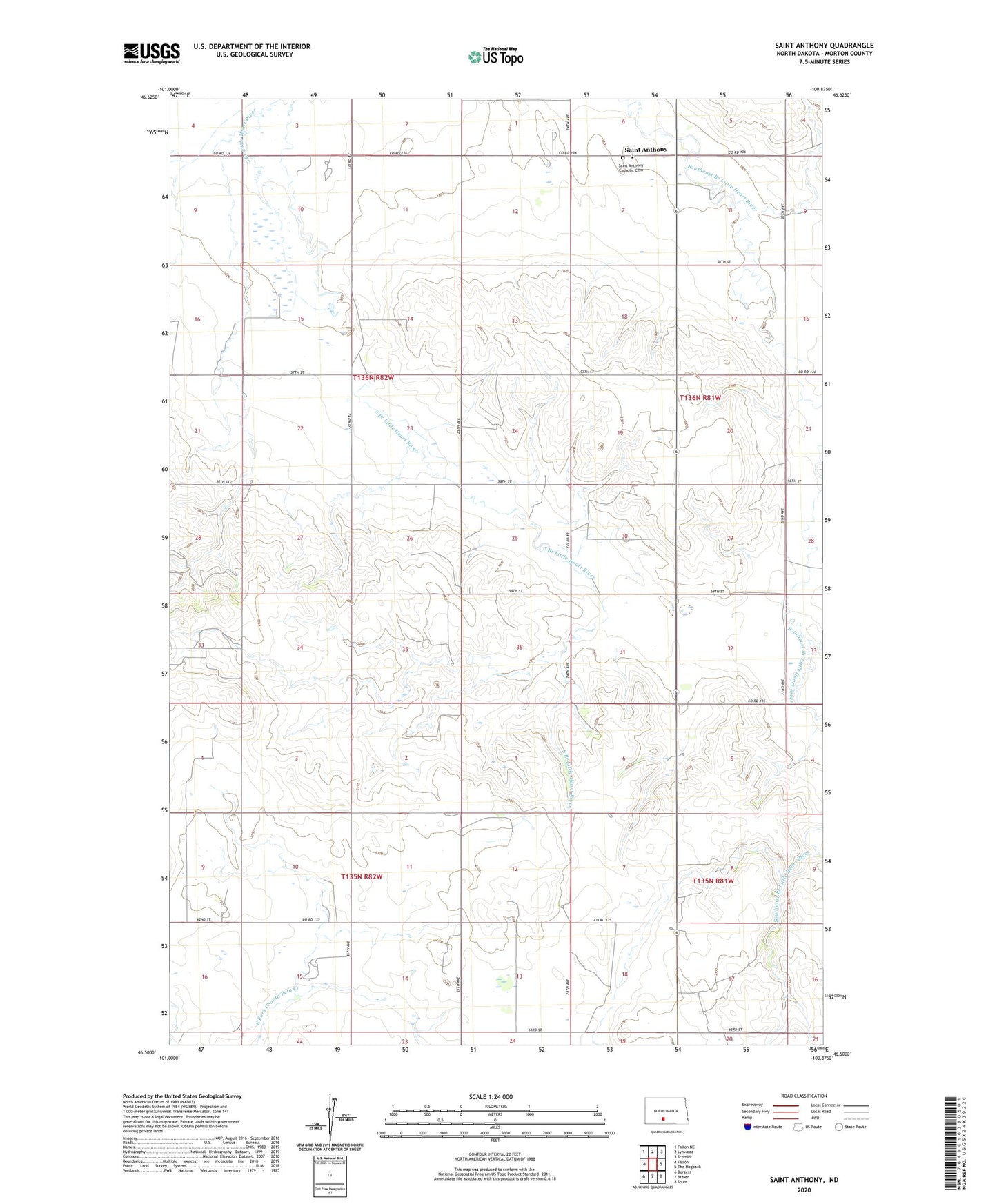Saint Anthony North Dakota US Topo Map Image