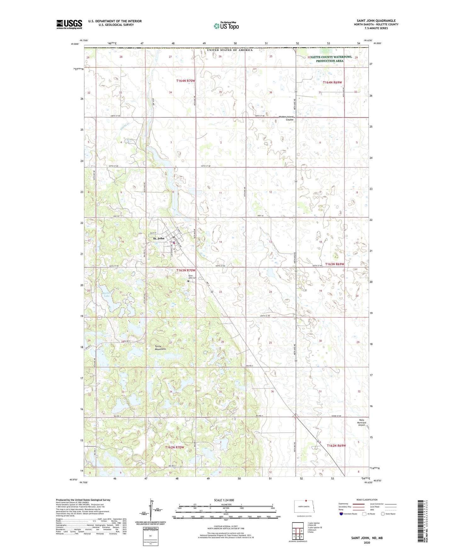 Saint John North Dakota US Topo Map Image