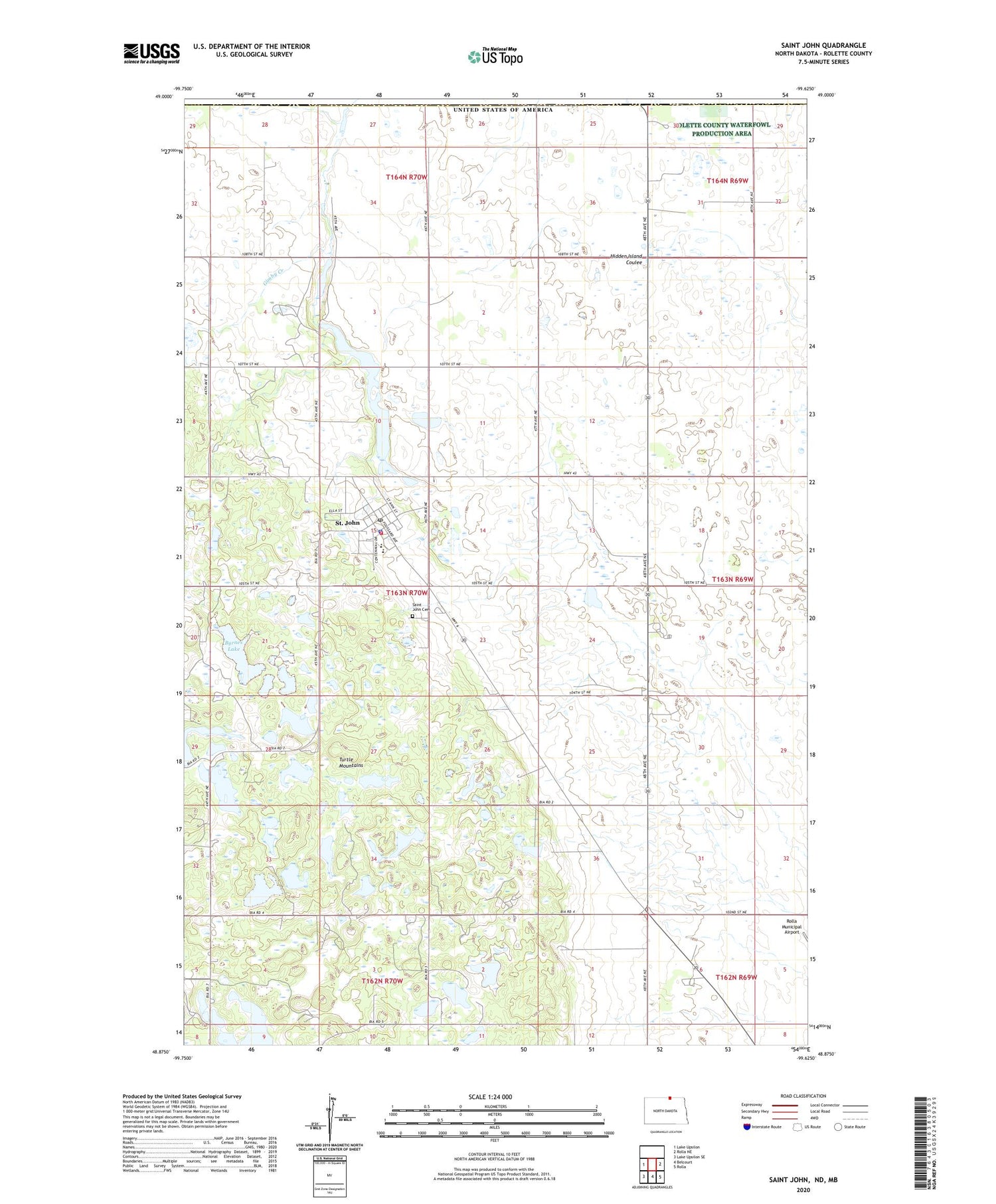 Saint John North Dakota US Topo Map Image