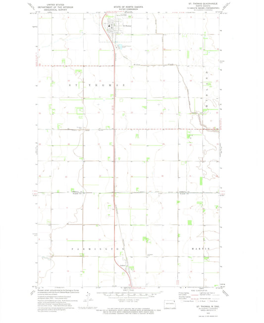 Classic USGS Saint Thomas North Dakota 7.5'x7.5' Topo Map Image