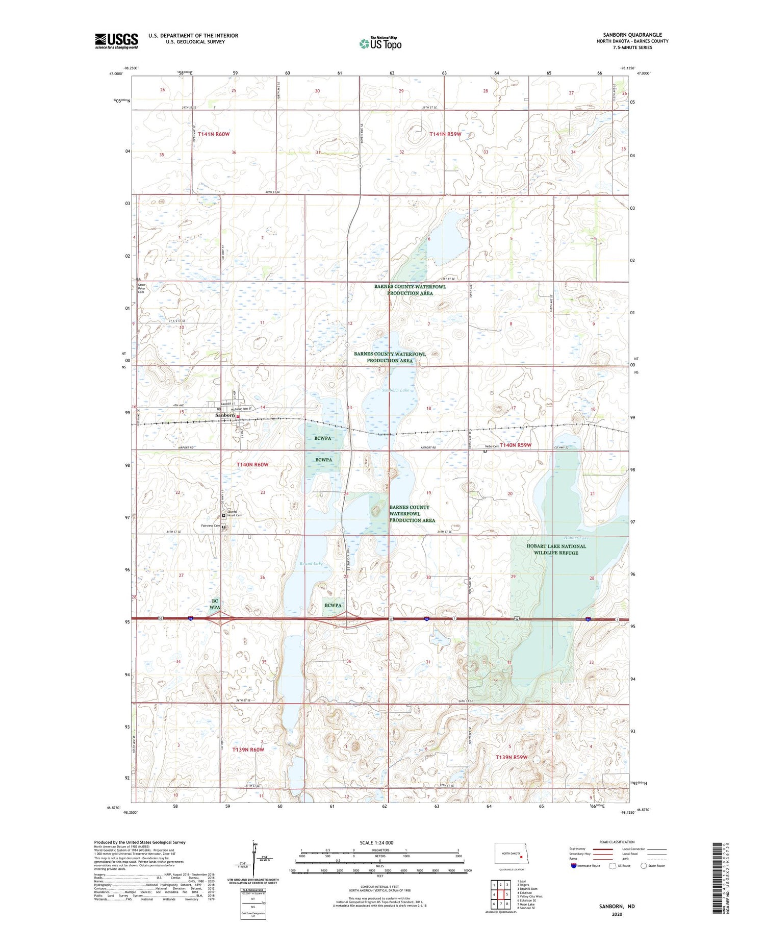 Sanborn North Dakota US Topo Map Image