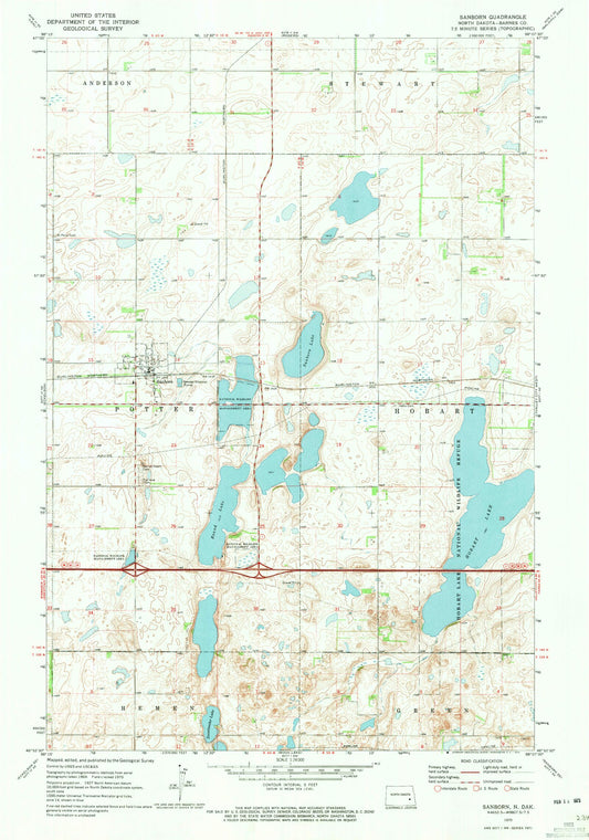 Classic USGS Sanborn North Dakota 7.5'x7.5' Topo Map Image
