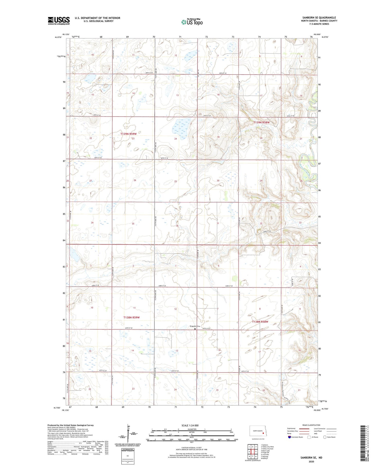 Sanborn SE North Dakota US Topo Map Image