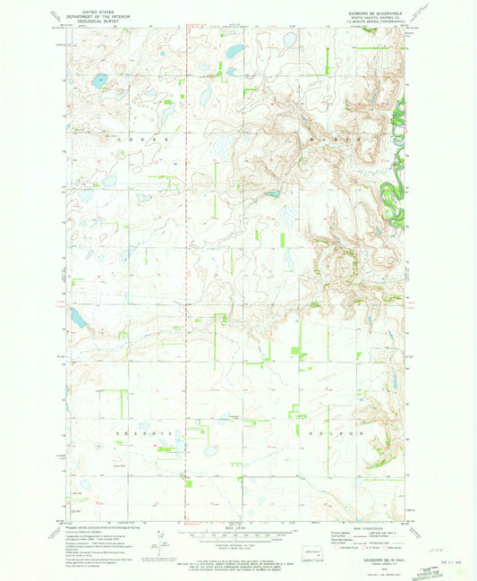 Classic USGS Sanborn SE North Dakota 7.5'x7.5' Topo Map Image