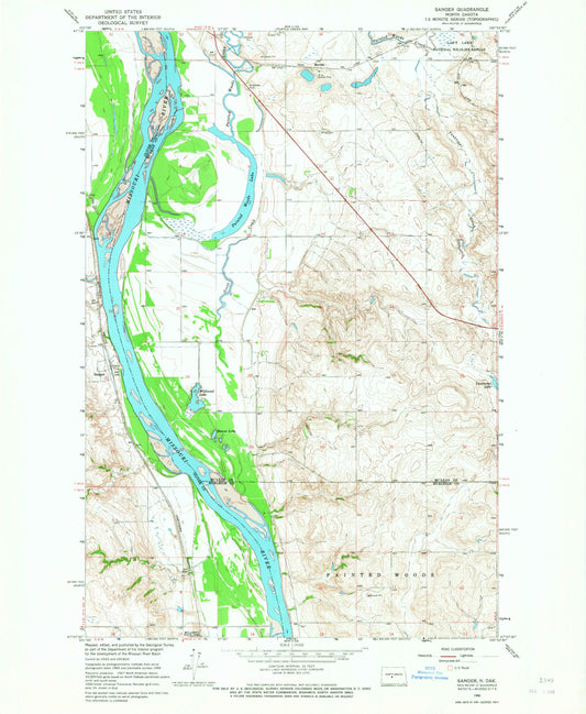 Classic USGS Sanger North Dakota 7.5'x7.5' Topo Map Image