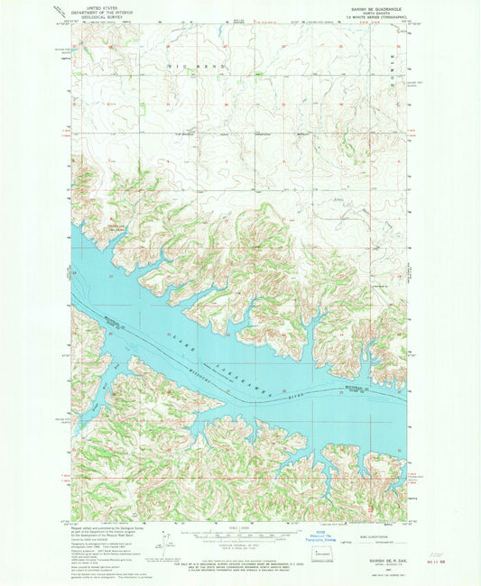 Classic USGS Sanish SE North Dakota 7.5'x7.5' Topo Map Image