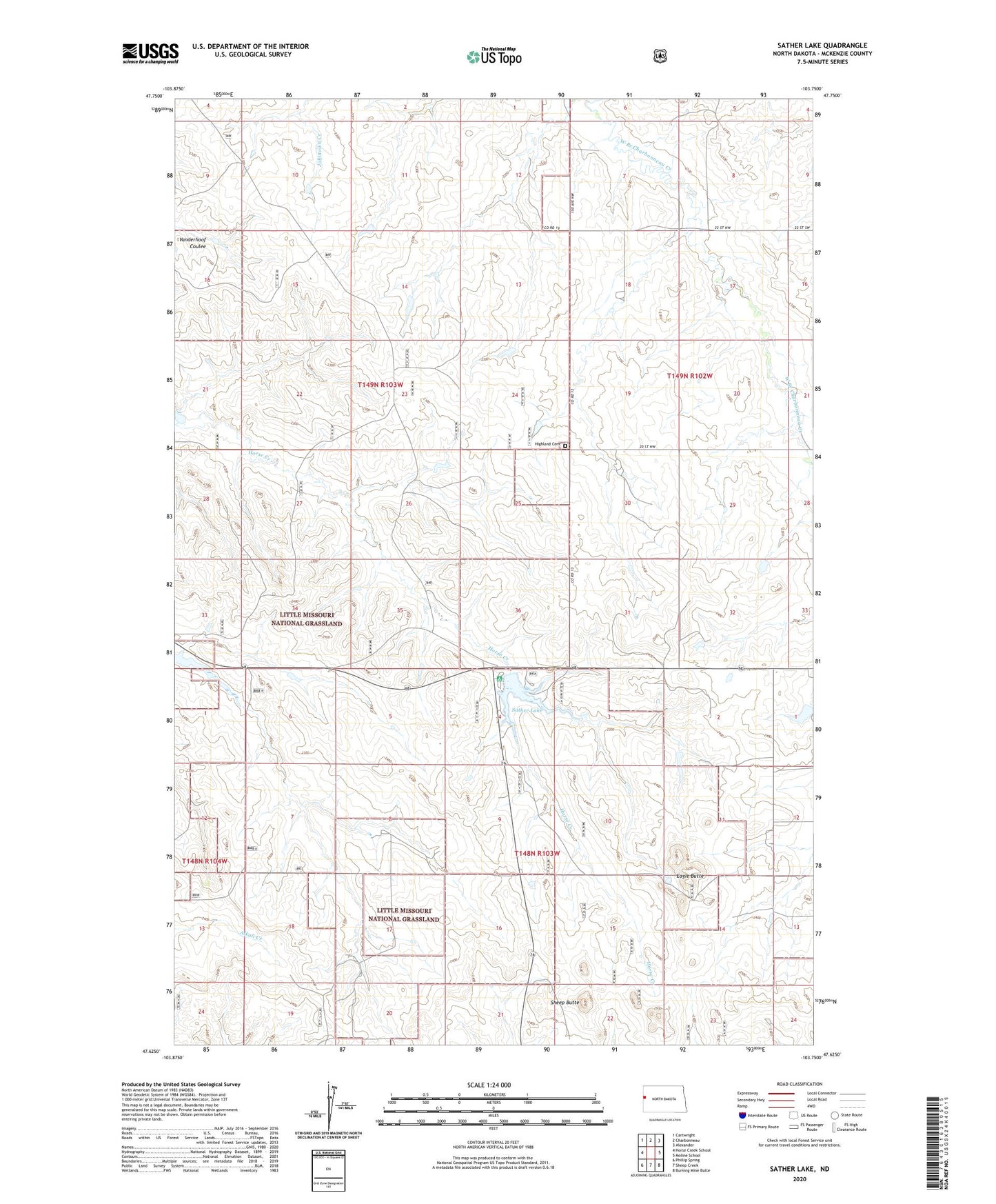 Sather Lake North Dakota US Topo Map Image