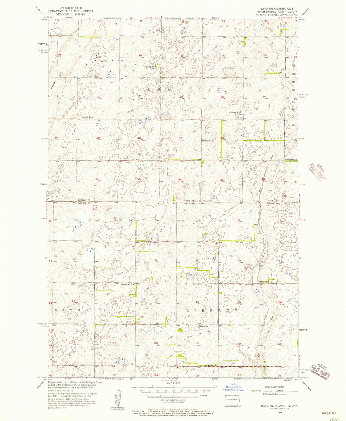 Classic USGS Savo NE South Dakota 7.5'x7.5' Topo Map Image