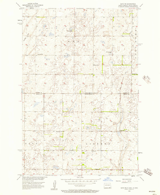 Classic USGS Savo NE South Dakota 7.5'x7.5' Topo Map Image