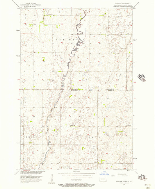 Classic USGS Savo NW South Dakota 7.5'x7.5' Topo Map Image