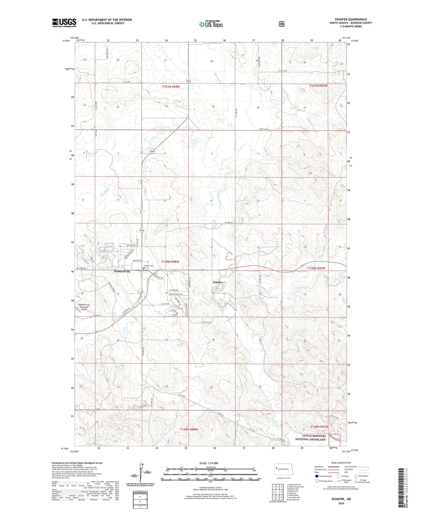 Schafer North Dakota US Topo Map Image