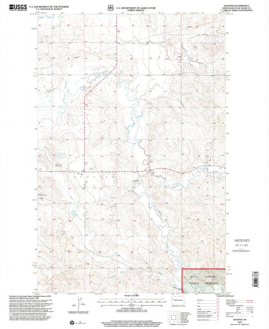 Classic USGS Schafer North Dakota 7.5'x7.5' Topo Map Image