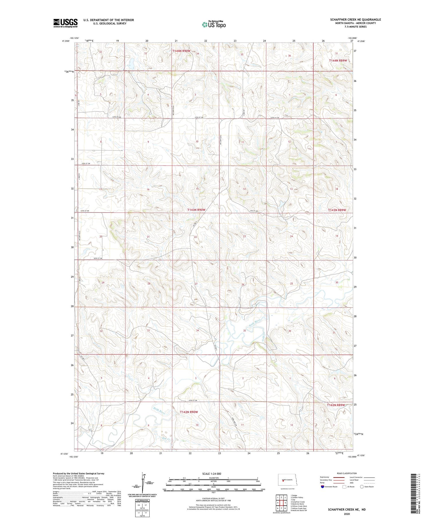 Schaffner Creek NE North Dakota US Topo Map Image